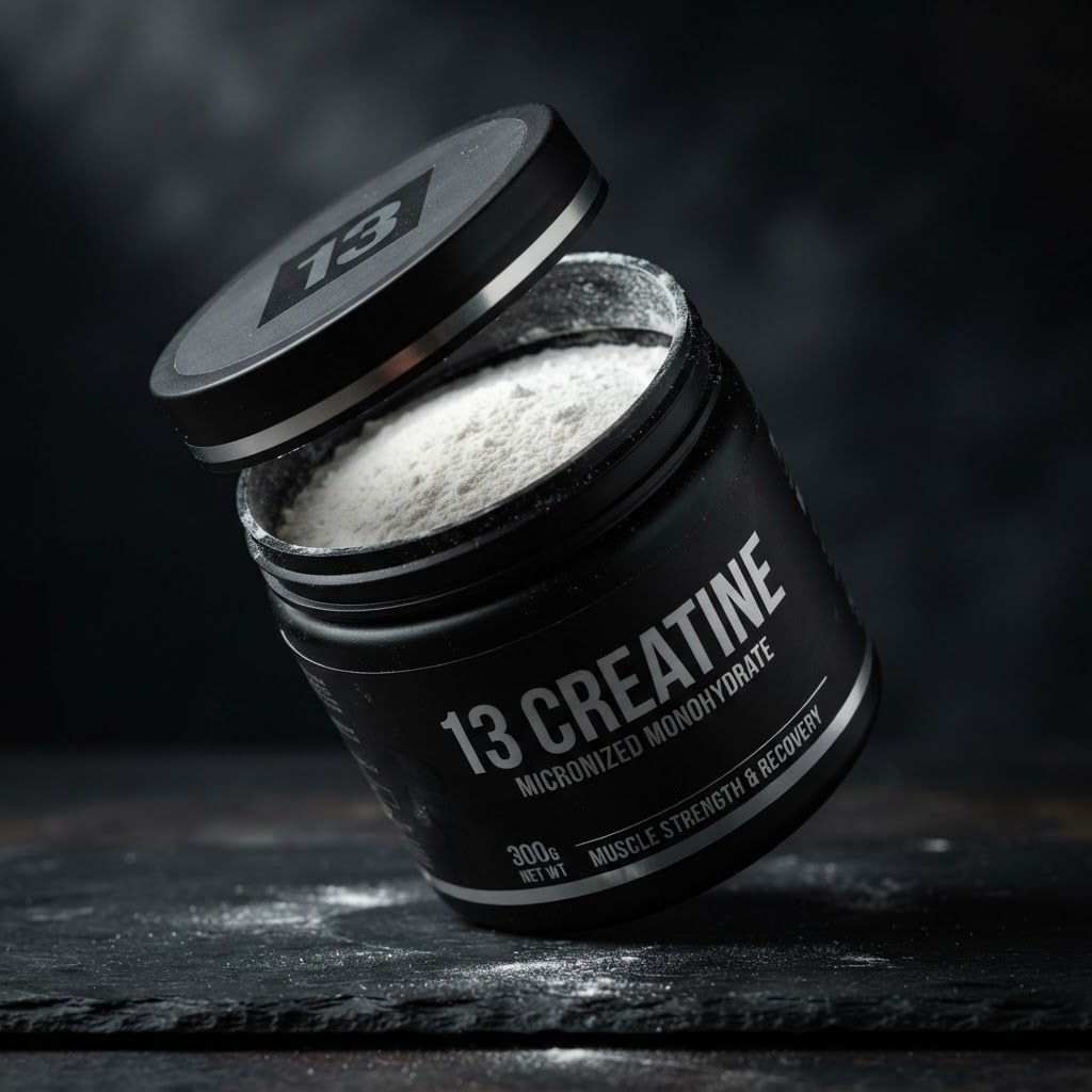 13 CREATINE, angled view with powder